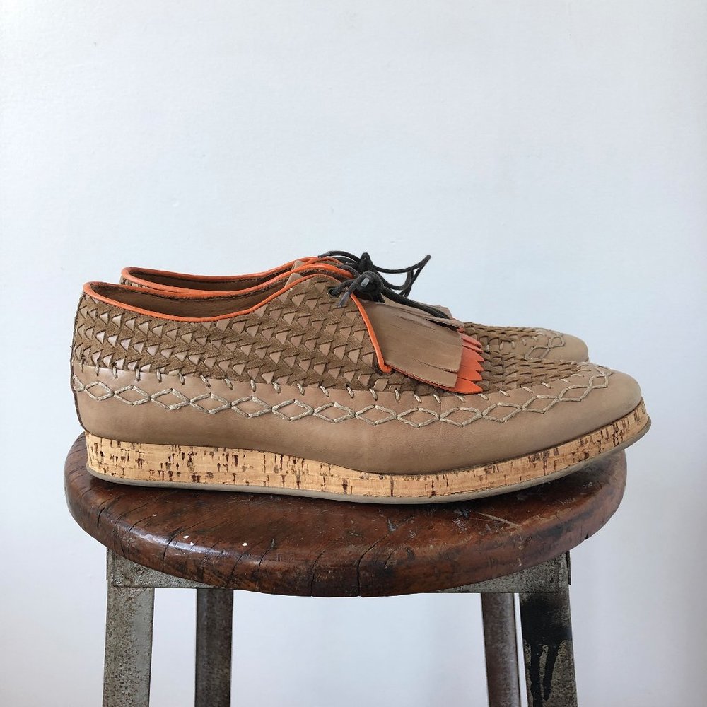 Burberry Prorsum Woven Cork-Sole Mochasins